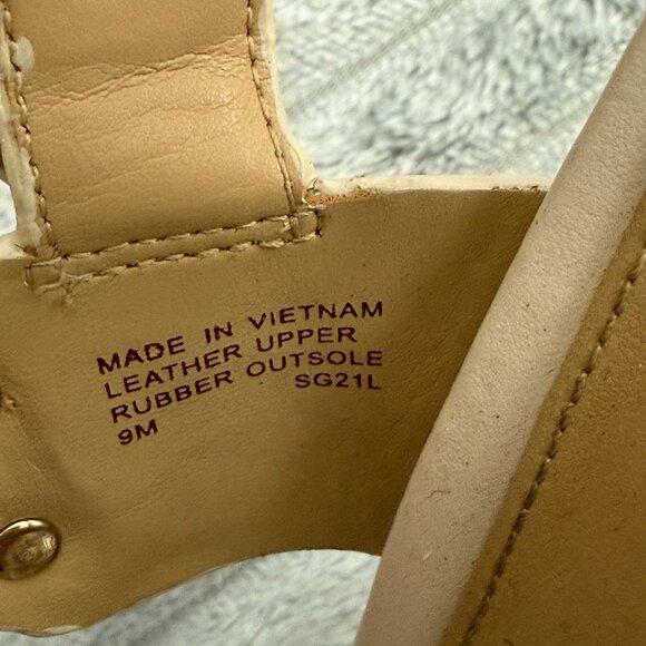 Michael Kors Shoes Womens 9 Ivory Leather Retro Platform Sandal Adjustable SG21L - Picture 6 of 10